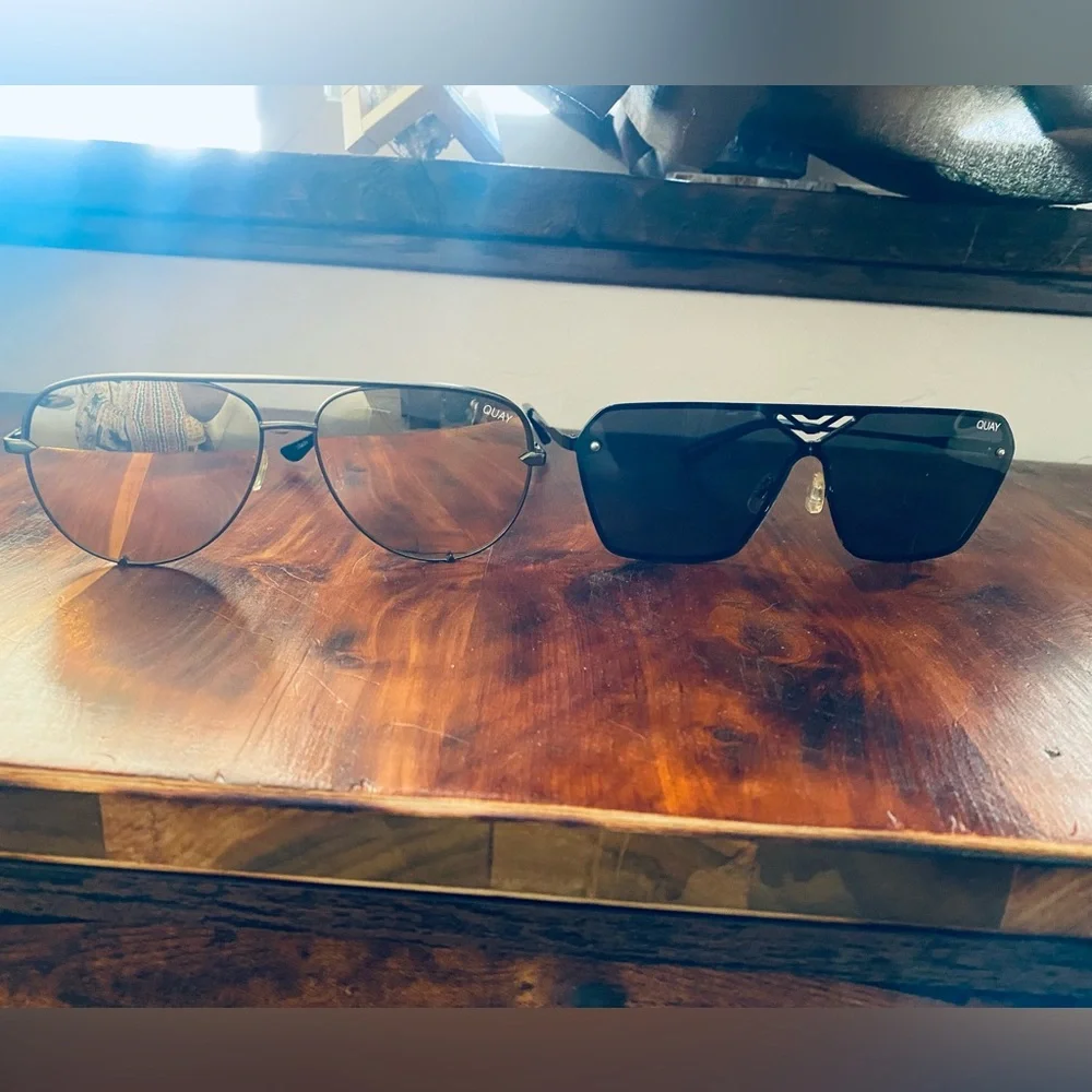 Quay Australia Gold Aviator and Black Square Sunglasses - Picture 5 of 14